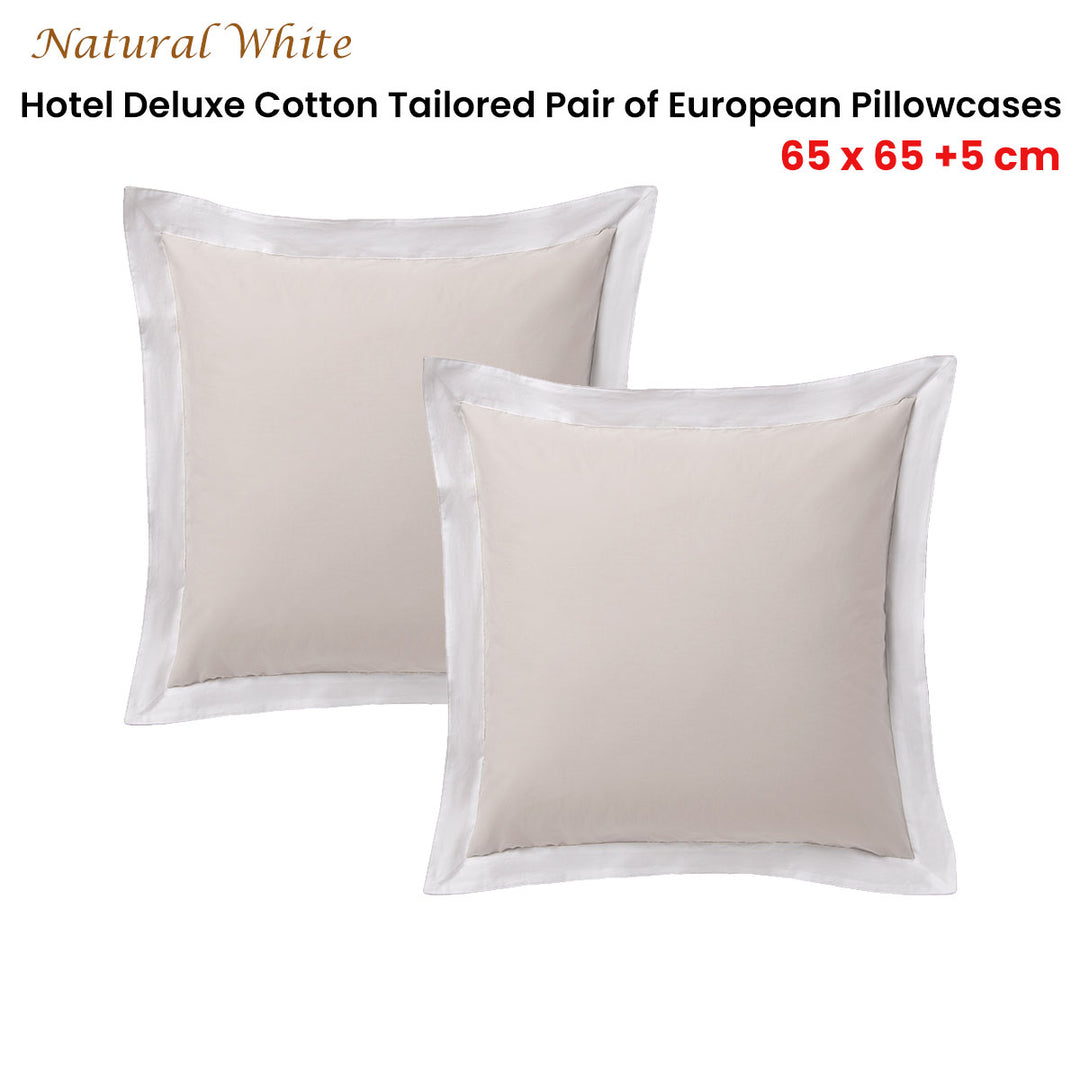 Accessorize Pair of  White/Natural Tailored Hotel Deluxe Cotton European Pillowcases