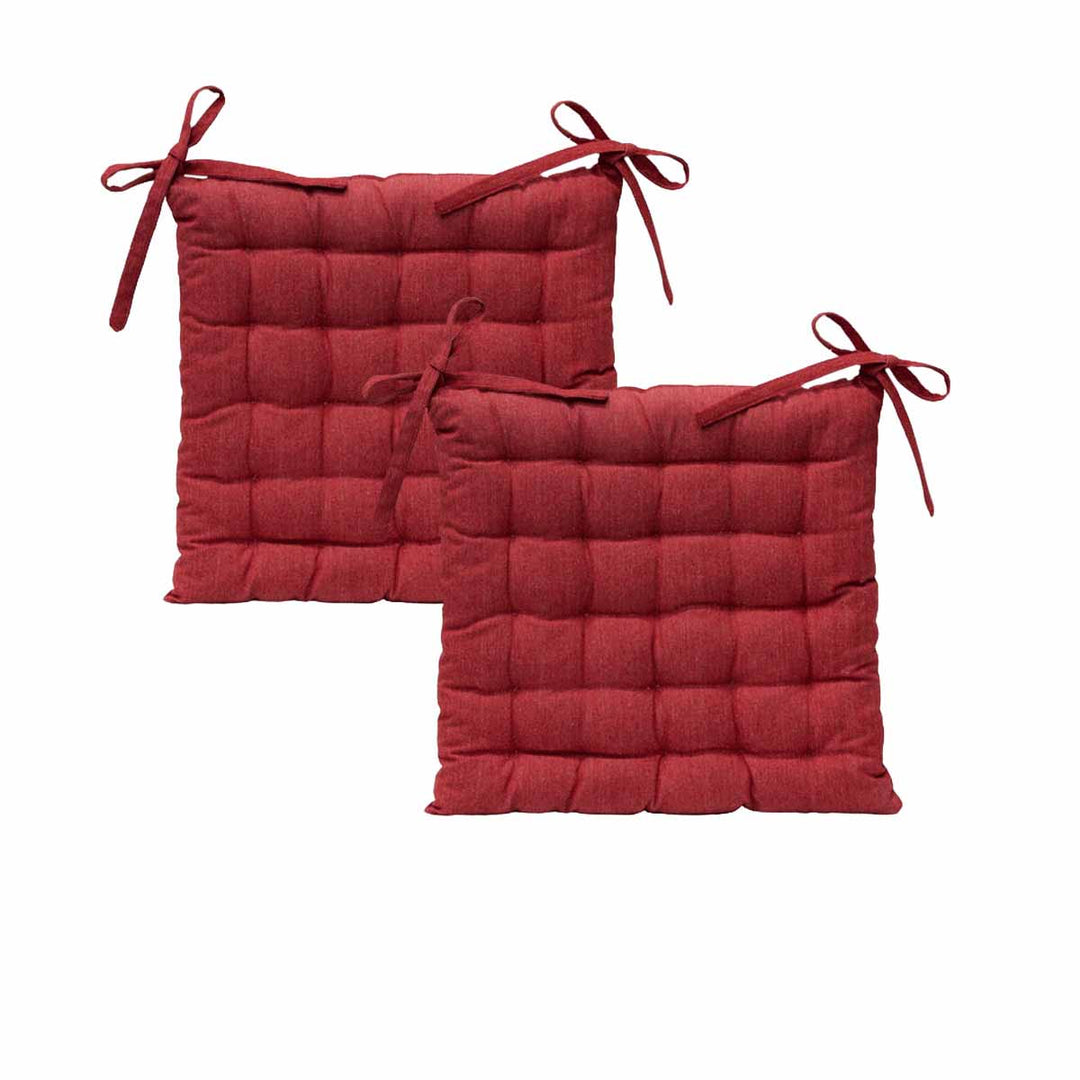 J Elliot Home Set of 2 Outdoor 100% Cotton Chair Pads 40 x 40 cm Solid Red