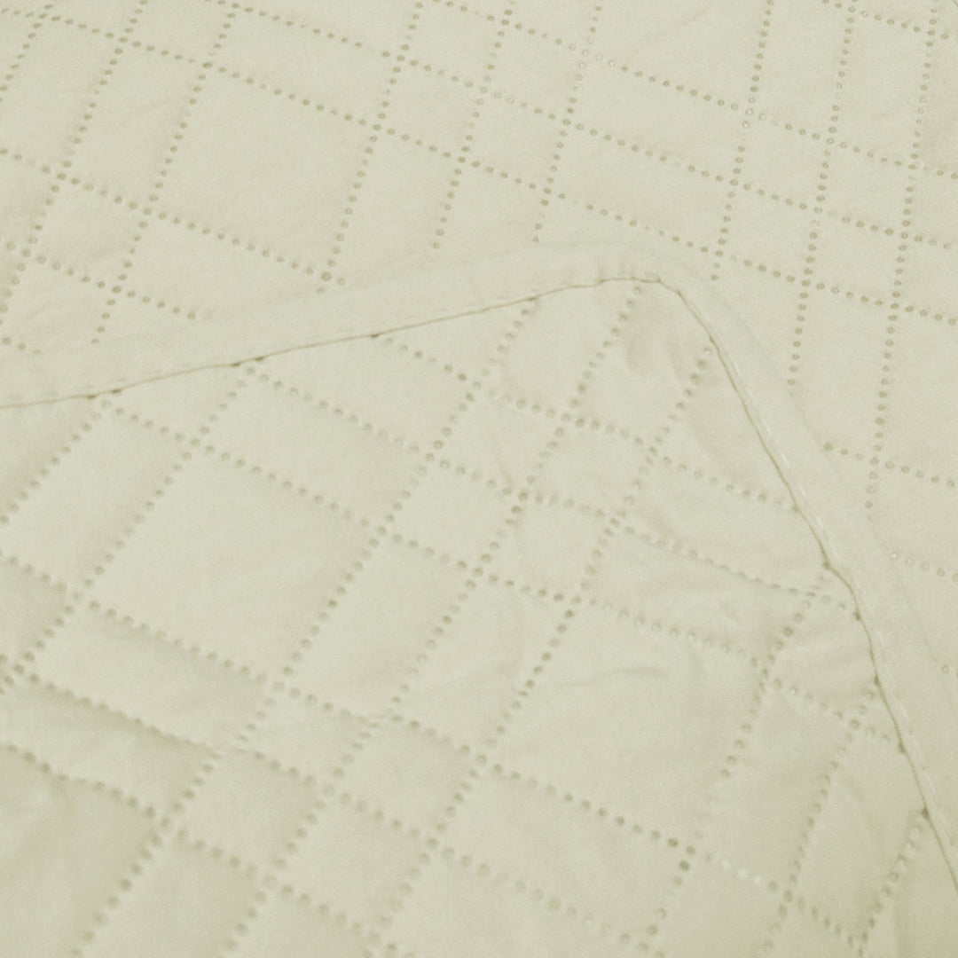 Jane Barrington Morris Light Cream Ultrasonic Embossed Lightly Quilted Reversible Coverlet Set Queen