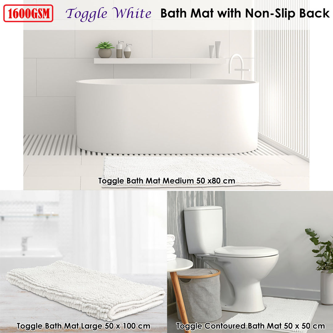 Toggle Microfiber Bath Mat Large White