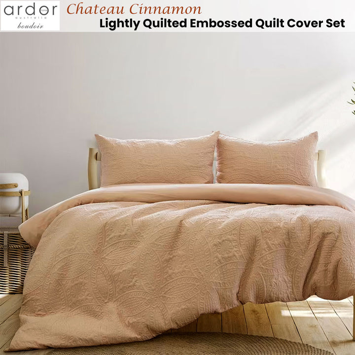 Ardor Chateau Cinnamon Embossed Quilt Cover Set Queen