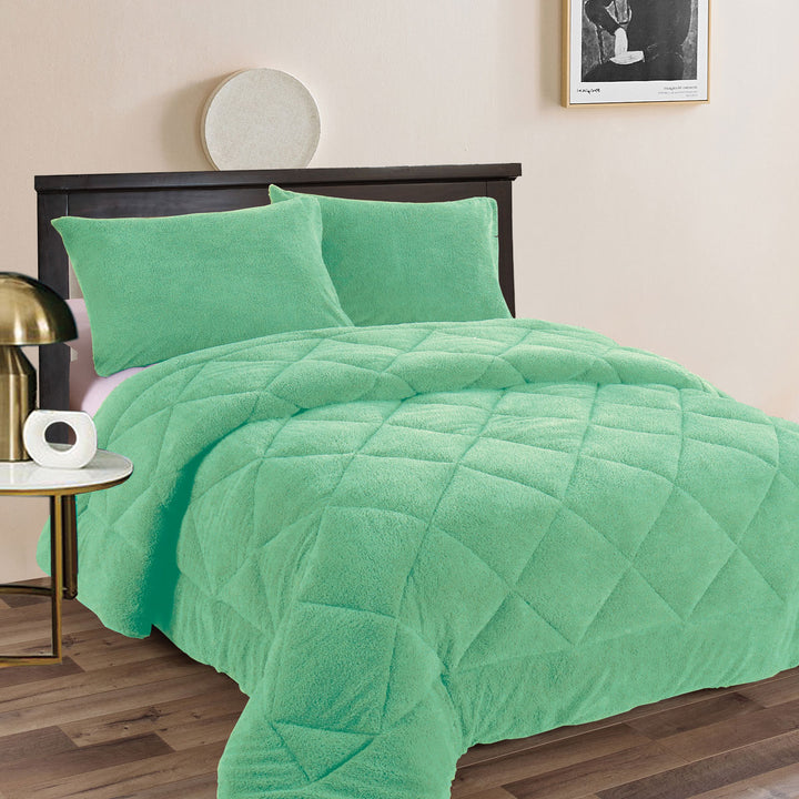 Ramesses Teddy Fleece 3 Pcs Comforter Set Aqua (Frost) King