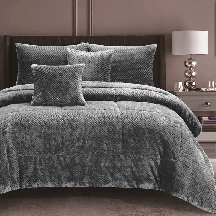 Ramesses Waffle Fleece Frost Grey 3 Pcs Comforter Set Double