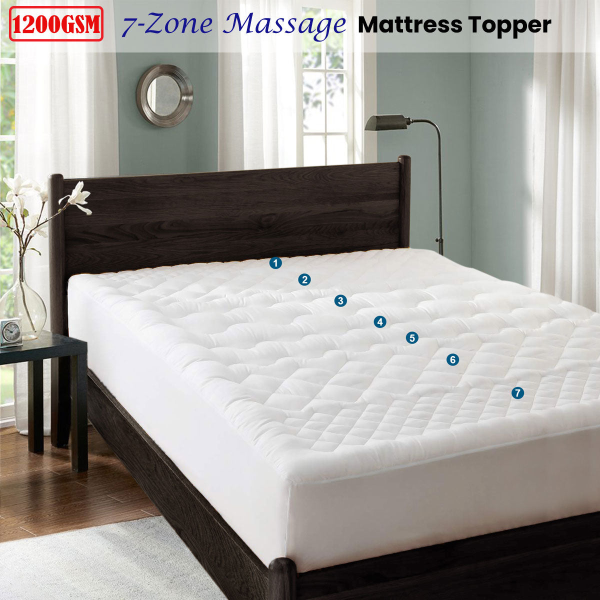 Ramesses 1200GSM 7-Zone Massage Mattress Topper King Single