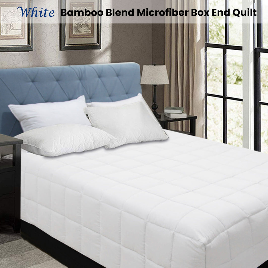 Shangri La Bamboo Blend Microfiber Box End Quilt White Single