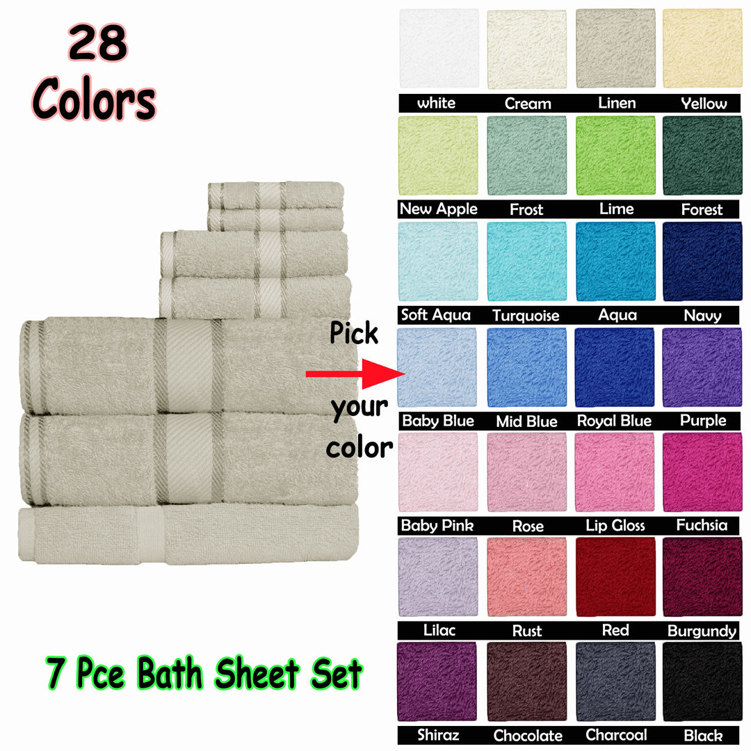 Kingtex 550gsm Cotton 7 Pce Bath Sheet Set Rust