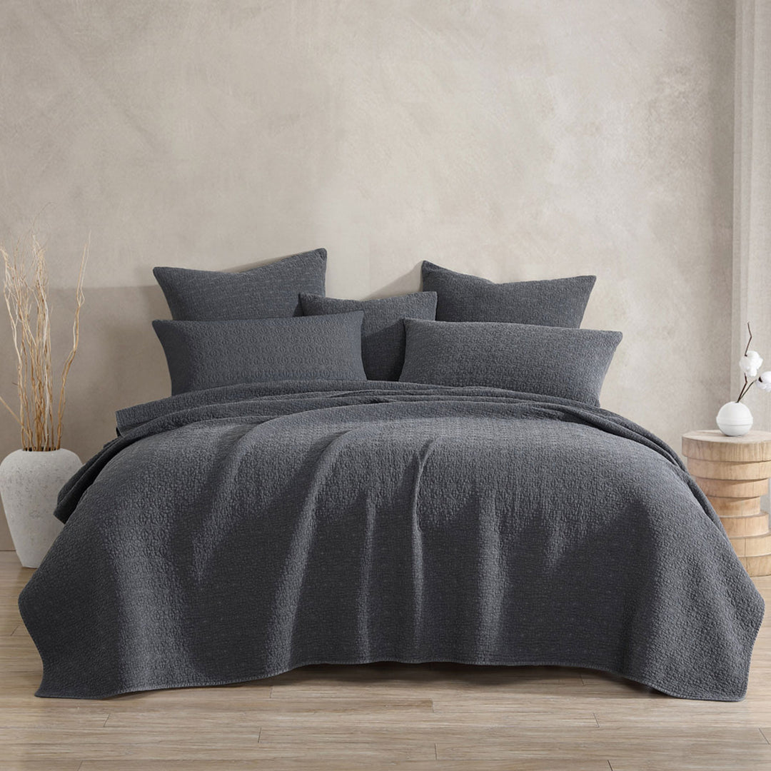 Platinum Collection Kayo Charcoal 100% Cotton Coverlet Single/Double