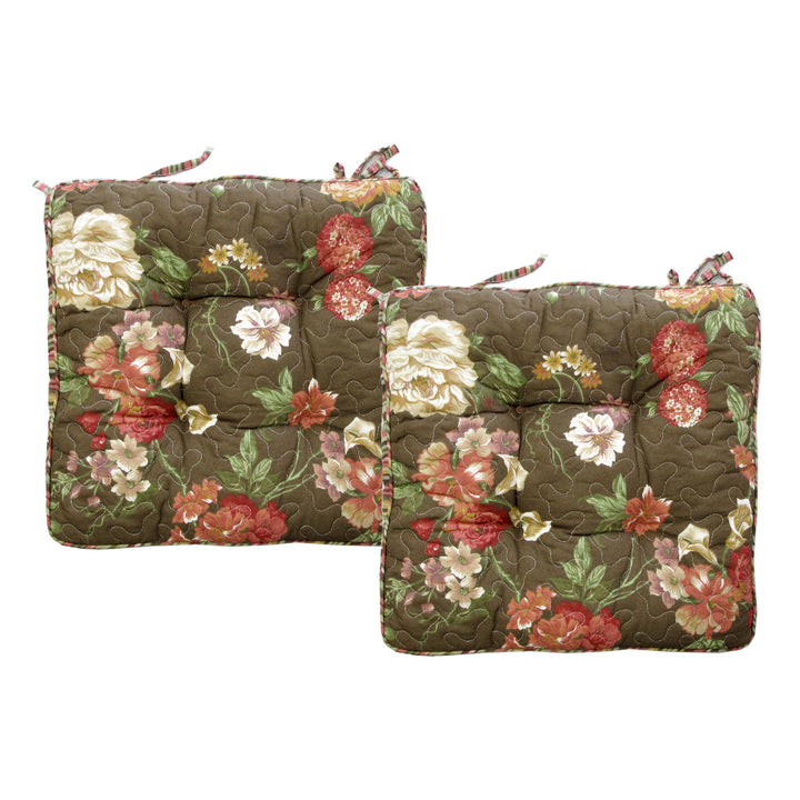 Lylac Homewares Petal Delights Set of 2 Cotton Chair Pads Elsa Brown