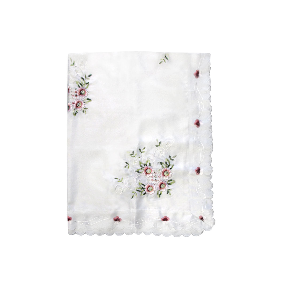 Anya Flowers White Embroidered Cutout Rectangular Tablecloth 152 x 228 cm