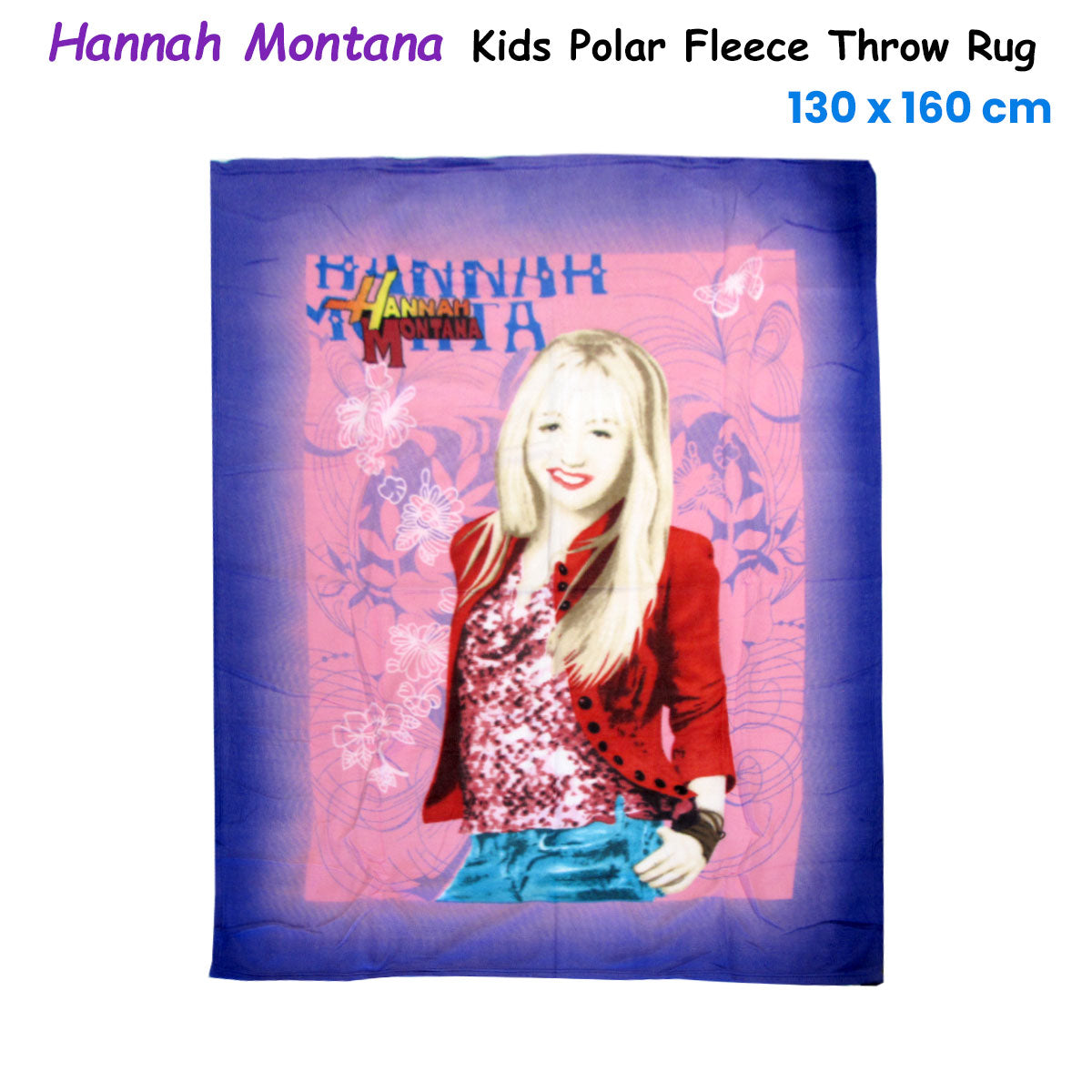 Hannah Montana Printed Polar Fleece Throw Rug 130 x 160 cm