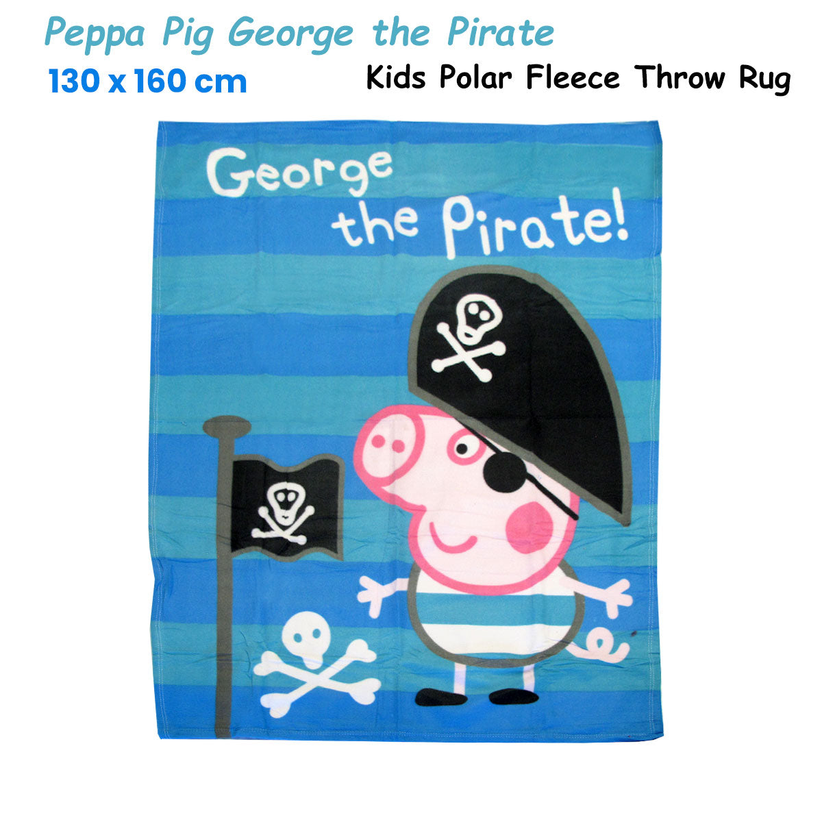 Peppa Pig George the Pirate Printed Polar Fleece Throw Rug 130 x 160 cm