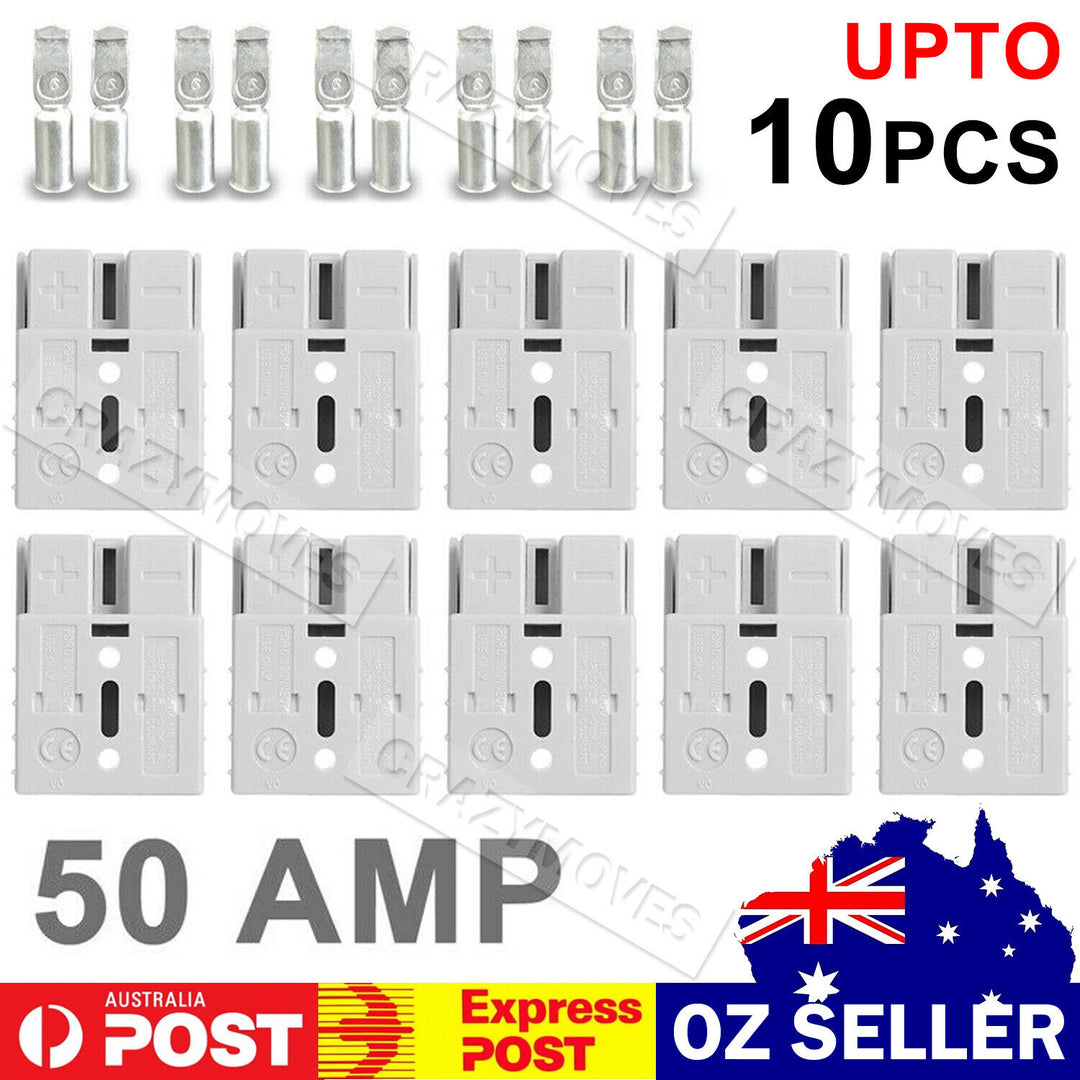 10x Anderson Style 50 AMP Plug Connectors for 6AWG 12-24V DC Power Tools