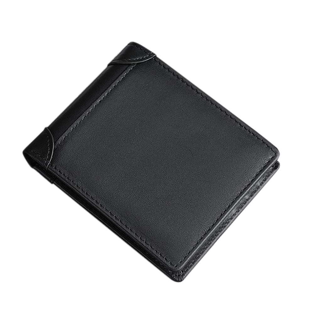 100% Genuine Leather Men's Wallet RFID Blocking Card Holder Bifold and Long Wallets (Black Bifold Horizontal)