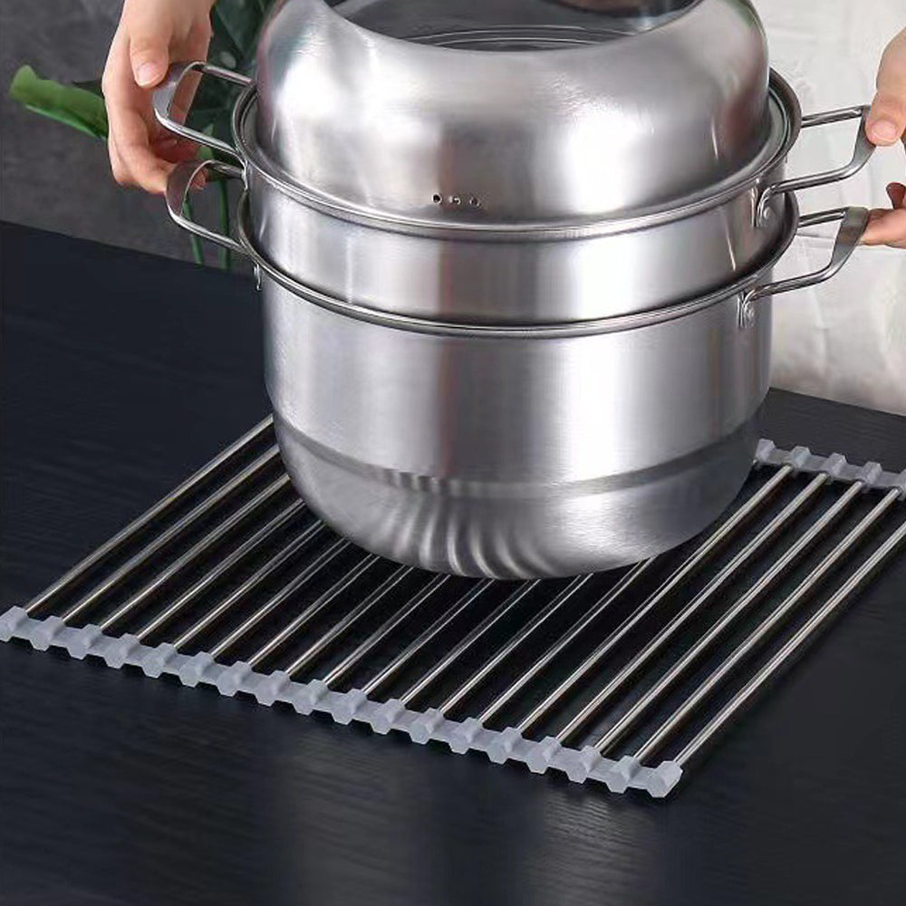 Kitchen Roll-Up Dish Drying Rack Foldable Drainer Over Sink 304-Stainless Steel(Small:47*24cm)