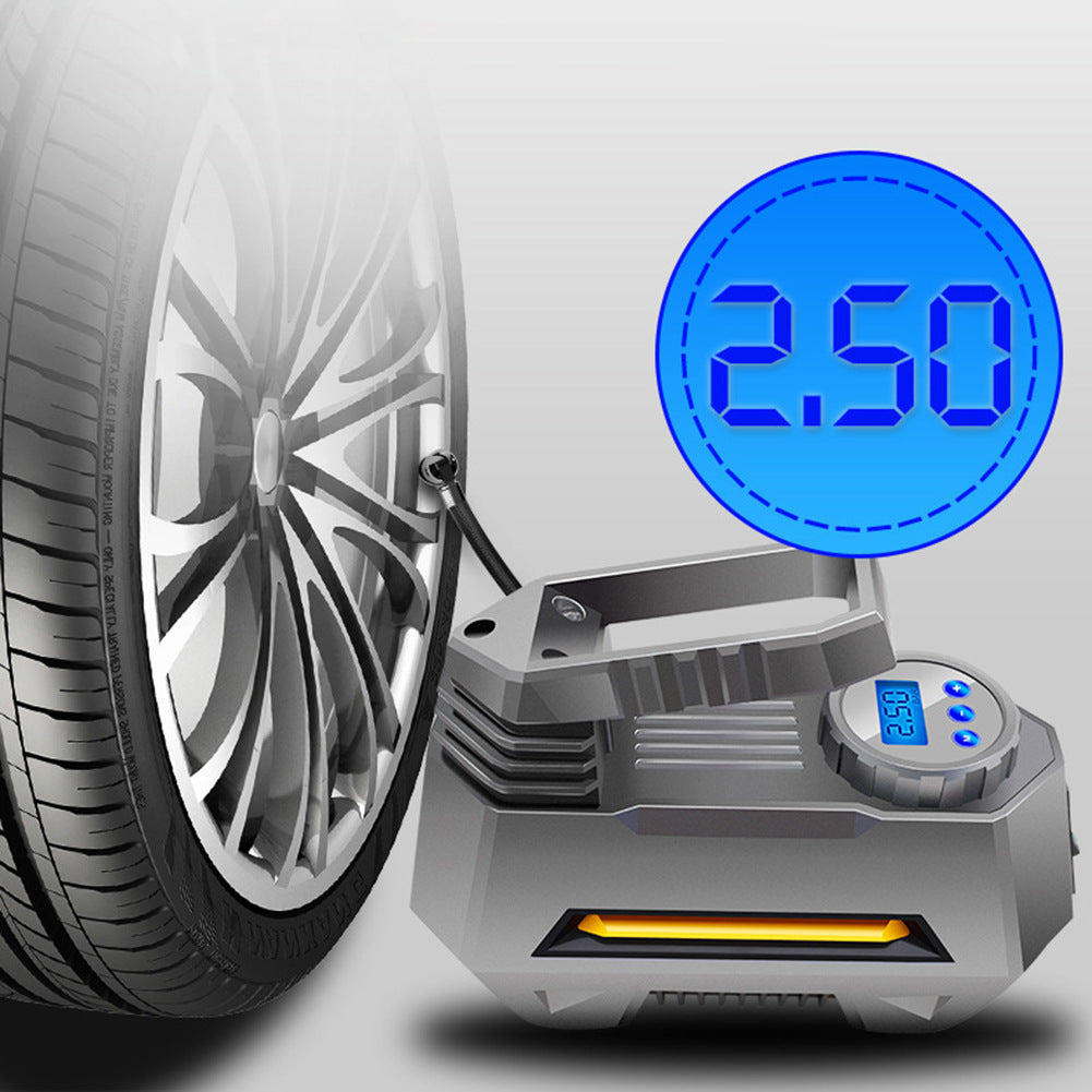 Portable Digital Car Air Compressor Tire Inflator With Emergency Flashlight