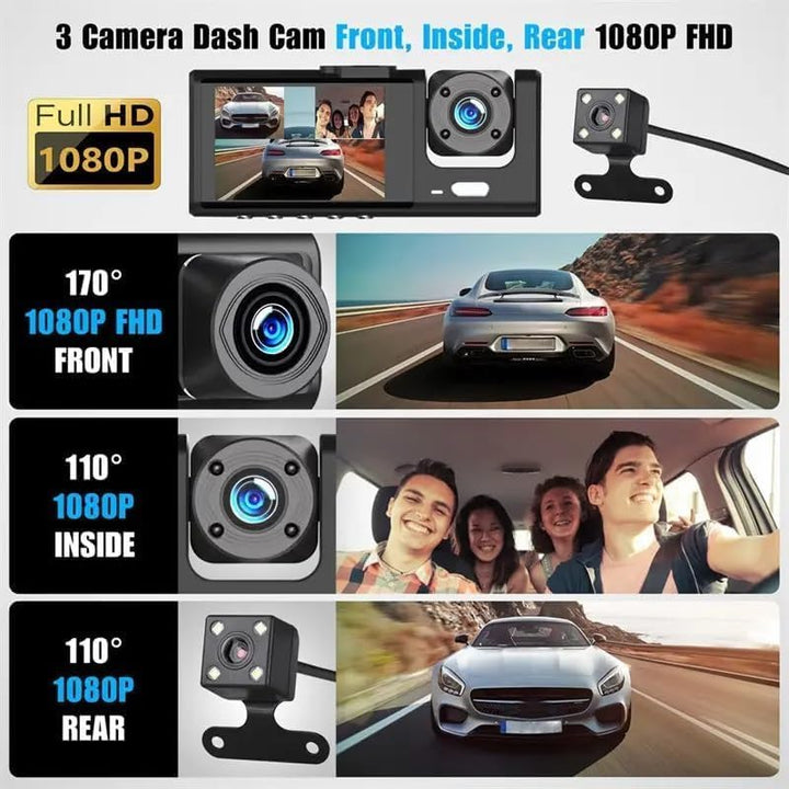 WIFI 3 Channels Dash Cam 1080P Full HD Car Dashcam Comes with Free 32GB Card