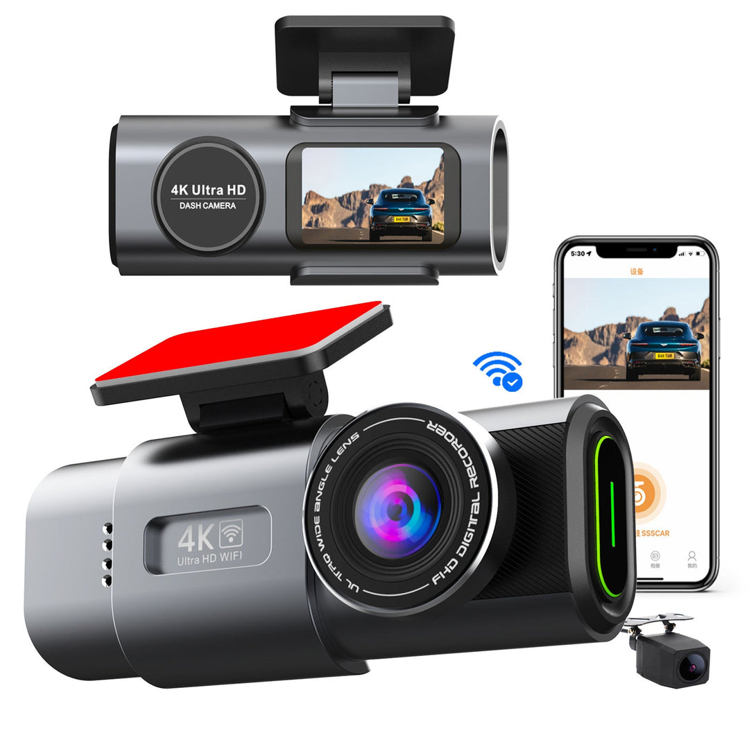 4K Dash Cam UHD 2160P WiFi Front Dashcam Night Vision Car Camera with 64GB Card