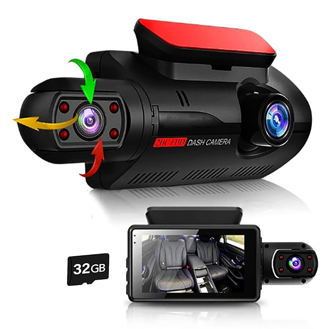 HD 1080P Car Dash Cam Front and Inside Dual Camera Comes With 32GB Card