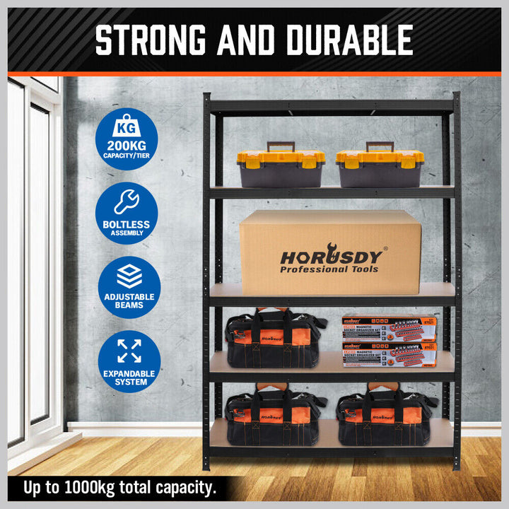 5-Tier Garage Shelving Warehouse Rack 1.8M x 1.2M Racking Storage shelves 1000Kg