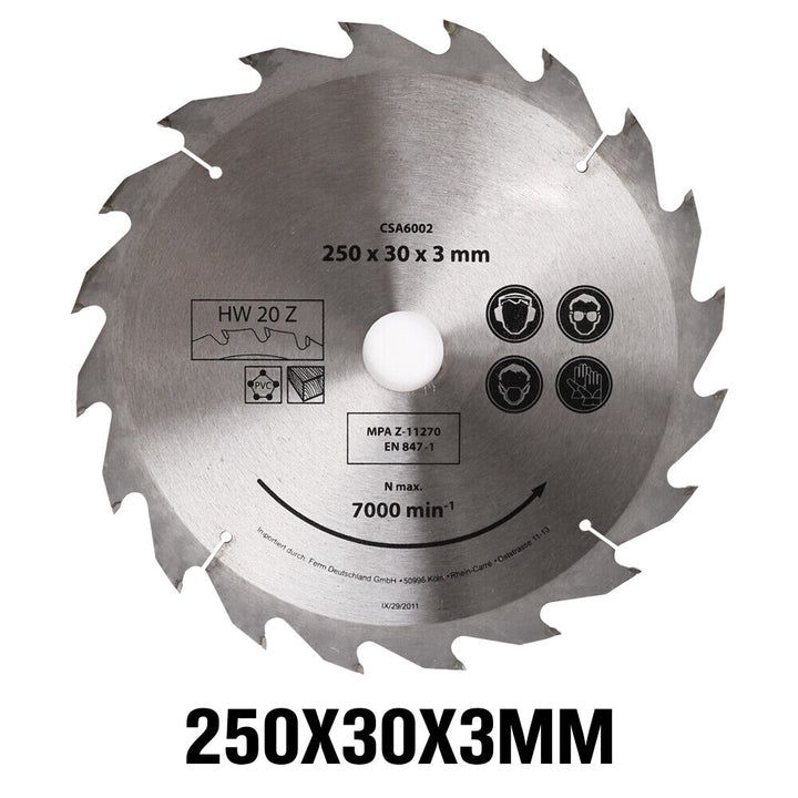 10X250MM Circular Saw Blade 20T Disc Saw Blade Wood Timber Cutting 30/20/16mm Bore