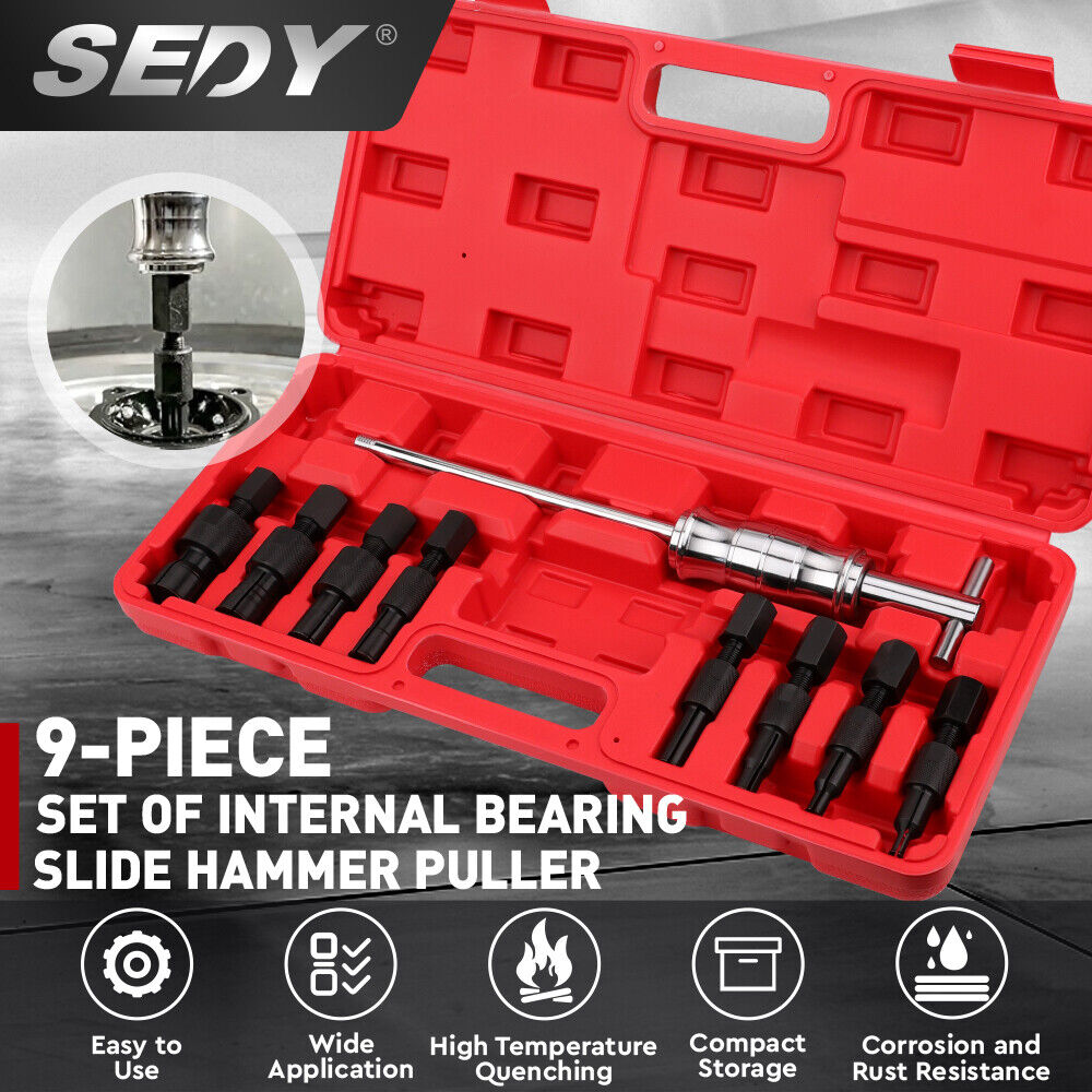 SEDY 9Pcs Inner Bearing Puller Set Slide Hammer Internal Blind Hole Remover Tool