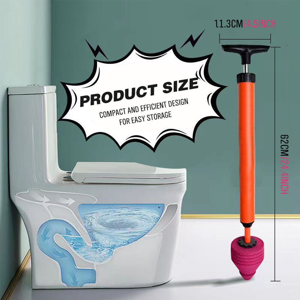 62cm High Pressure Toilet Unblock Toilet Pipe Plunger Bathrooms floor Drains