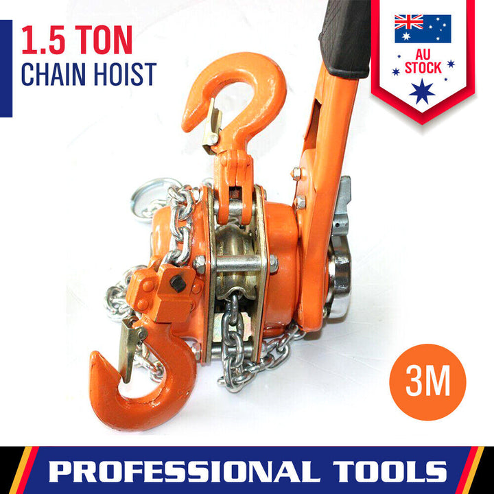 1.5 Ton Lever Block Chain Hoist G80 Ratchet Hoist Capacity 3m Lifter Heavy Duty