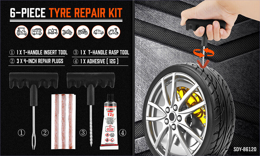 2packs x 6Pcs Tyre Repair Kit Tire Puncture Emergency Tools Set Motorcycle Bike Car AU