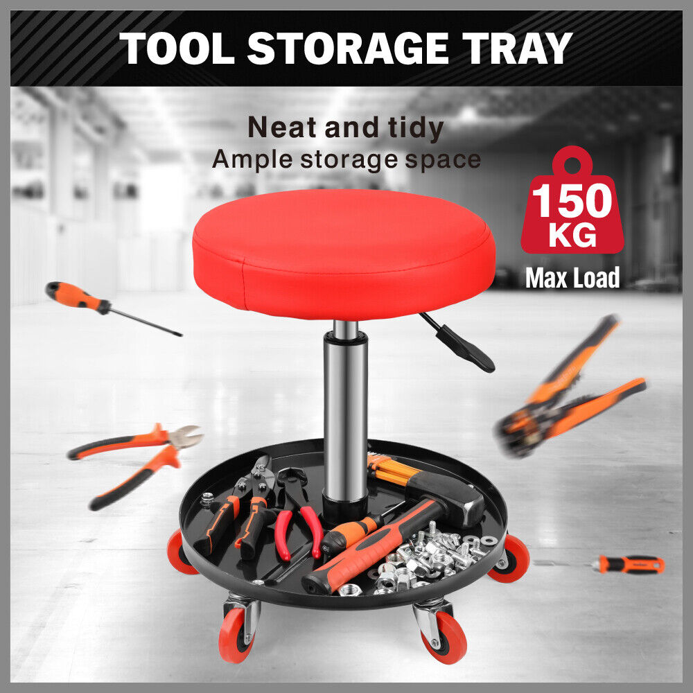 SEDY 150kg Load Pneumatic Roller Seat Mechanic Rolling Stool With Tool Tray AU