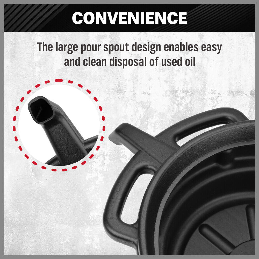 SEDY 8L Oil Change Pan Drain Tray Portable Dish Coolant Recovery Pan Black