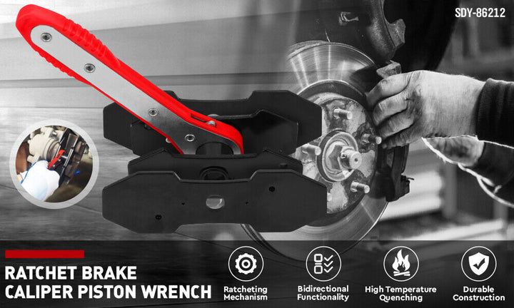 SEDY Car Brake Caliper Tool 360° Swing Ratchet Wrench Car Wheel Piston Spreader