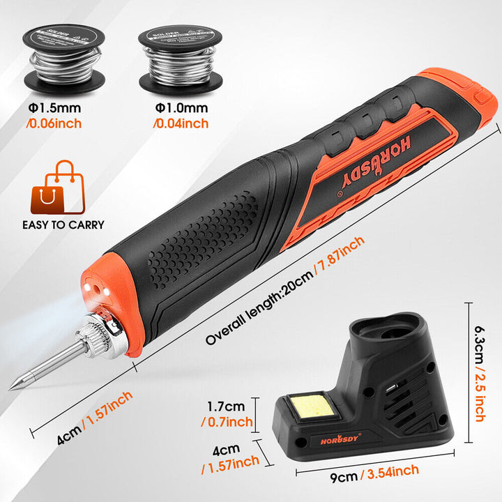 HORUSDY 8W 4V Max Cordless Soldering Iron Rechargeable with Lithium-Ion Battery