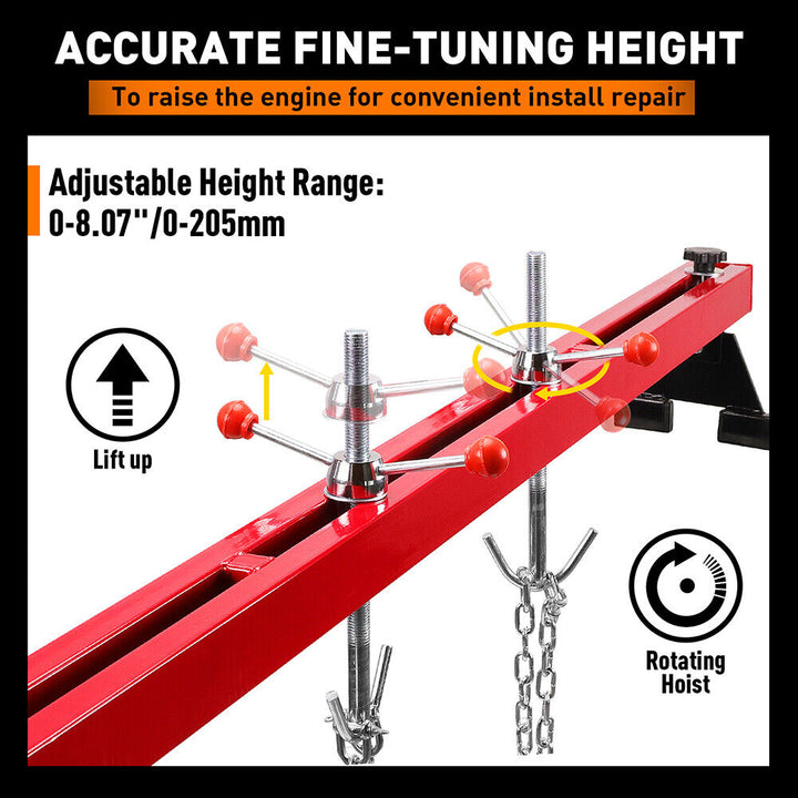 1.5M Engine Support Bar Engine Load Leveler 1100Lb Transmission Dual Hook Garage