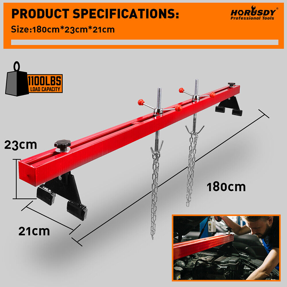 HORUSDY 1.8M Engine Support Bar Engine Load Leveler Transmission Dual Hook 500Kg