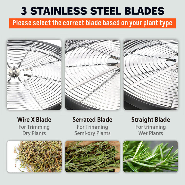 19 inch Bud Leaf Bowl Trimmer Tumble Stainless Steel Blades Twisted Spin Cut