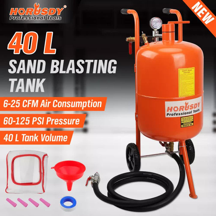 40L Sandblasting Tank Portable Sand Grit Blaster Abrasive Gun Car Trucks