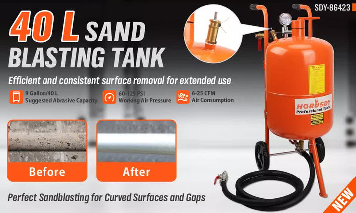 40L Sandblasting Tank Portable Sand Grit Blaster Abrasive Gun Car Trucks