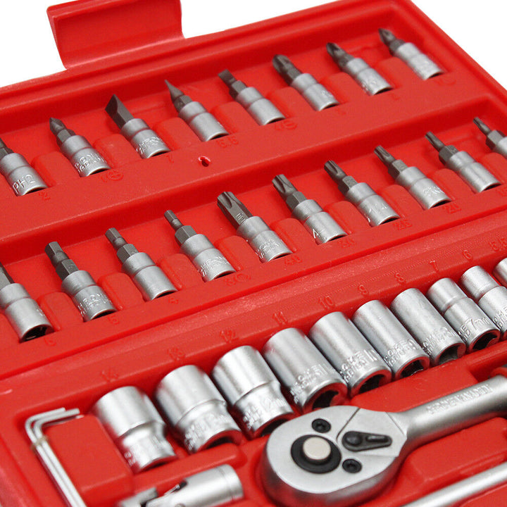 46Pcs Screwdriver Wrench Socket Set Ratchet Screwdriver Bit Torx Car Repair Tool