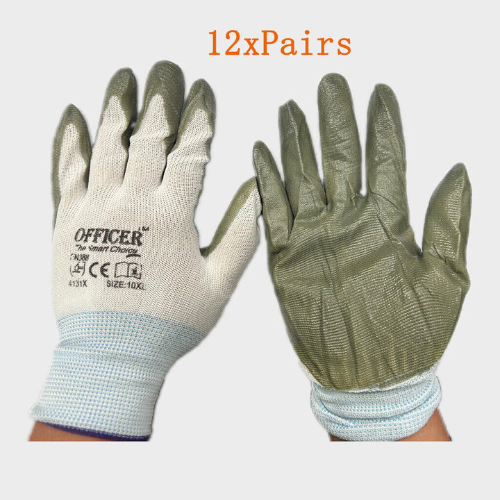 12Pairs Cotton Gloves Work Safety Glove Thick Heavy Seamless Heavy Duty Warehouse