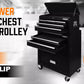 Black Tool Box 7 Drawer Chest Cabinet Trolley Toolbox Garage Storage Lockable Brake