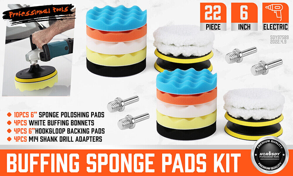 11Pcs 6" Buffing Waxing Polishing Pads Sponge Pad Set For Car Polisher Drill