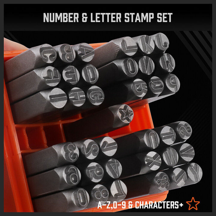 37Pcs 6mm Number & Capital Letter Stamp Set Punches Metal Plastic Wood Leather