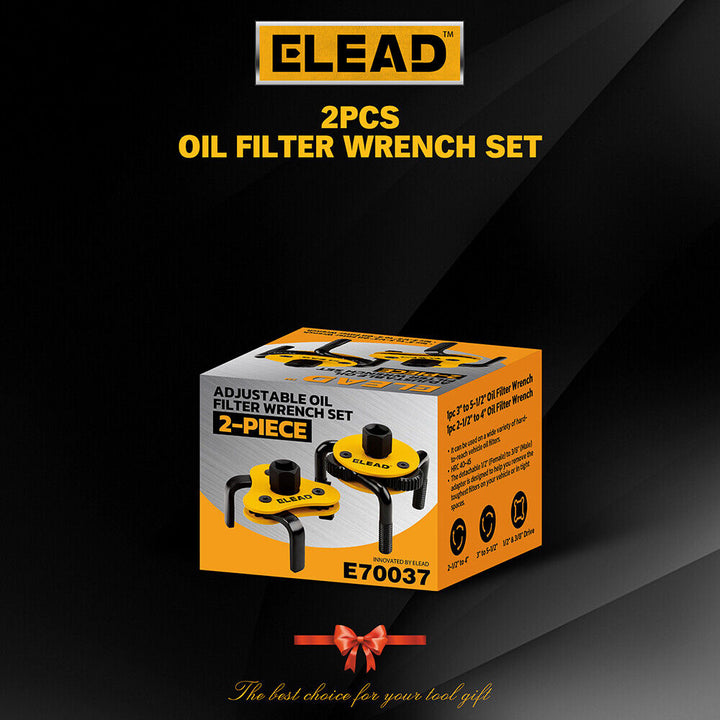 ELEAD 2Pcs Oil Filter Wrench Set Adjustable Oil Filter Change Set Engine Filters