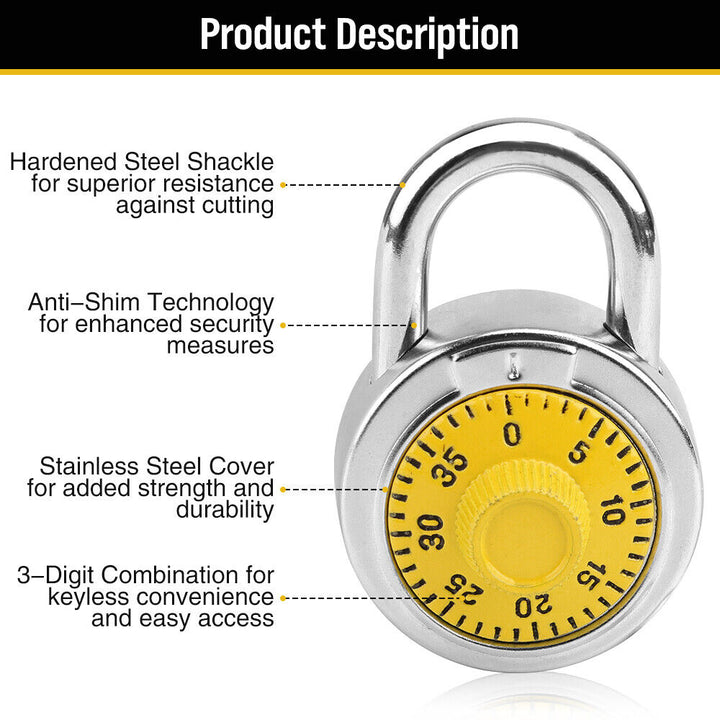 Lock Dial Combination Lock Gym Sports Locker Toolbox Case School Portable Au