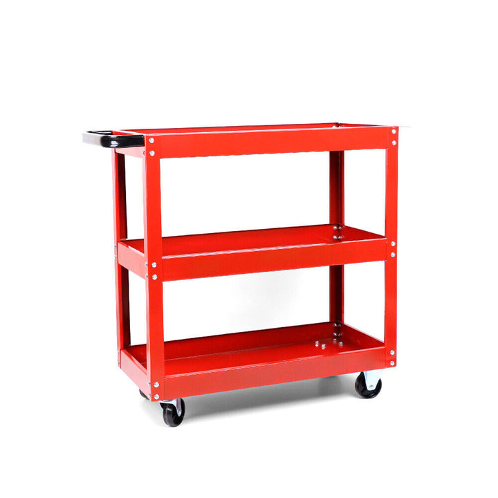 Tool Trolley 3-Tier Workshop Cart Rolling Steel Parts Storage Handyman 150KG Red