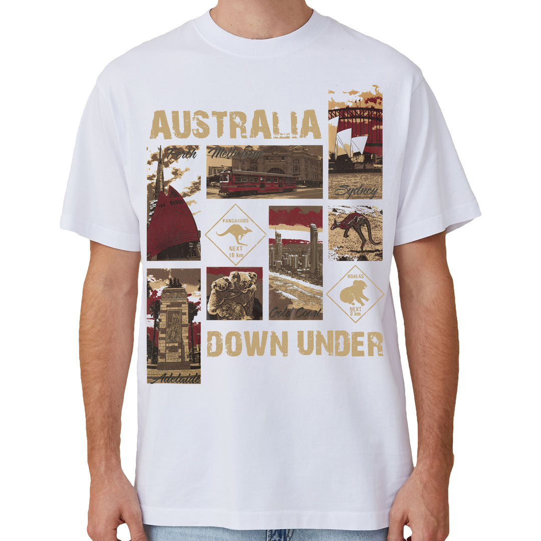 100% Cotton Australia Down Under Souvenir T-Shirt Unisex Adult Iconic Tee Top, Black, XL