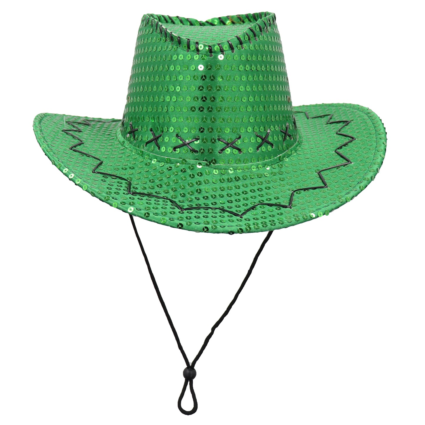 Sequin Cowboy Hat Glitter Cap Western Trilby Shiny Cowgirl Dress Up Party Wear, Green