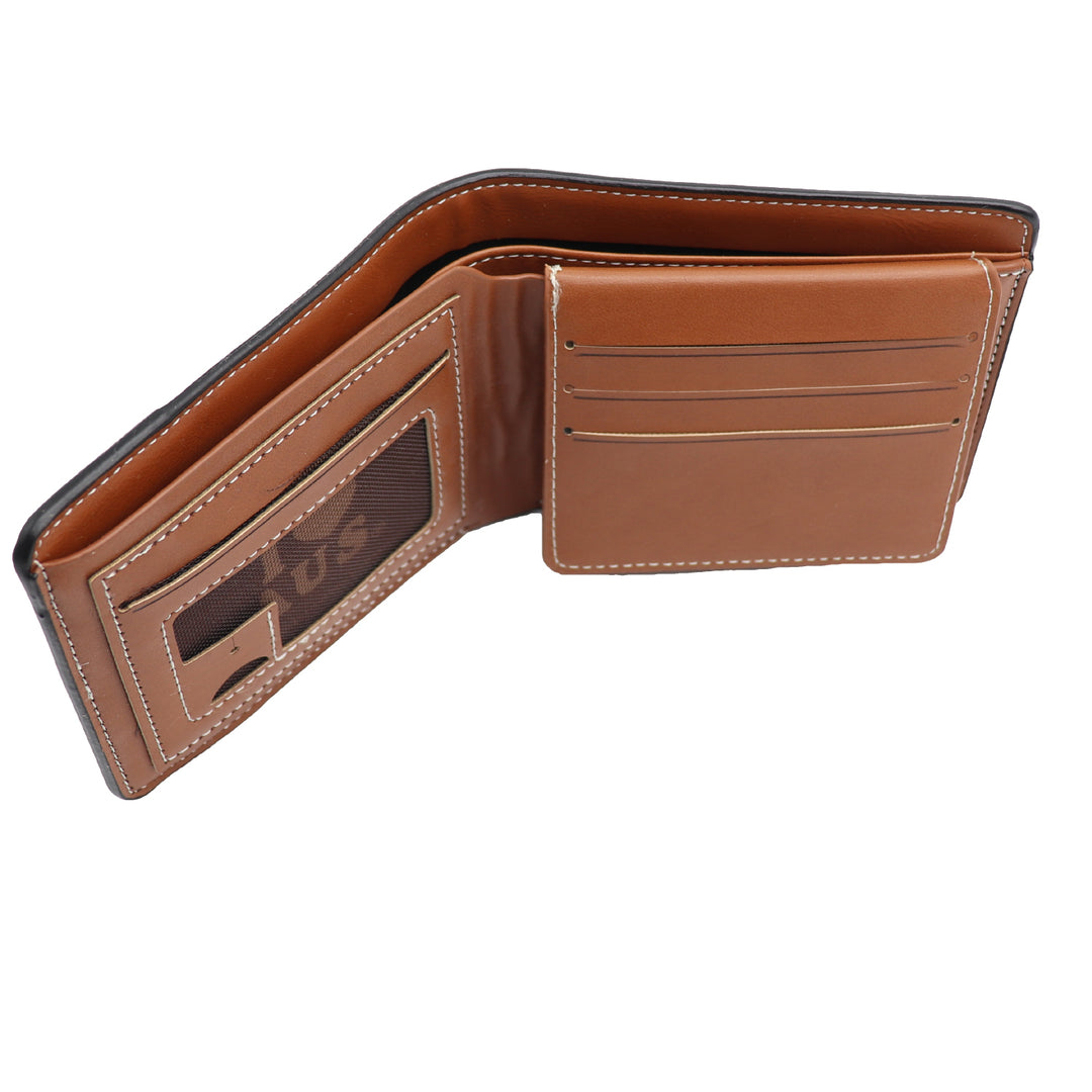 Mens Wallet Australian Kangaroo Leather Bifold Souvenir Gift Coin Card Holder, Black & Tan Boomerang