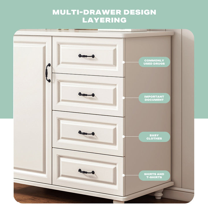 4 Chest of Drawers Storage Cabinet Tower Dresser Tallboy Drawer with Door