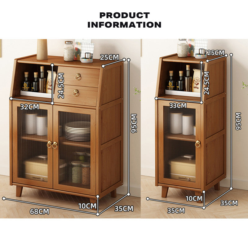 Modern Bamboo Kitchen Sideboard Storage Cabinet Cupboard Tea Cabinet